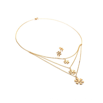 Mulheres Jóias Set Snowflake Multilayer Necklace